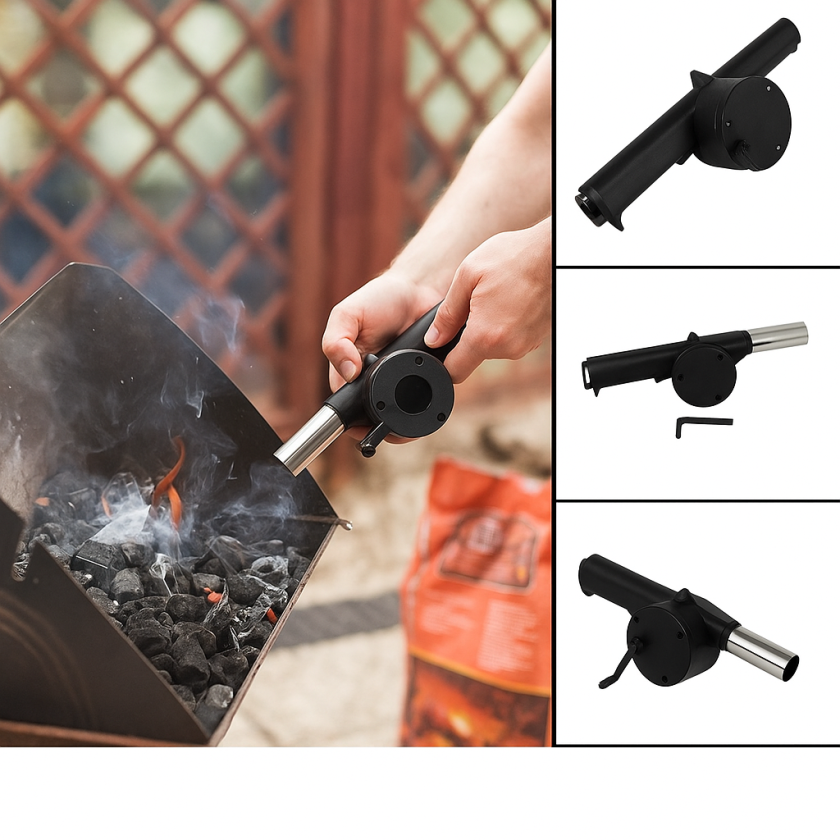 Духалка за разпалване на камина - Черна - 26 x 5 x 7 см.