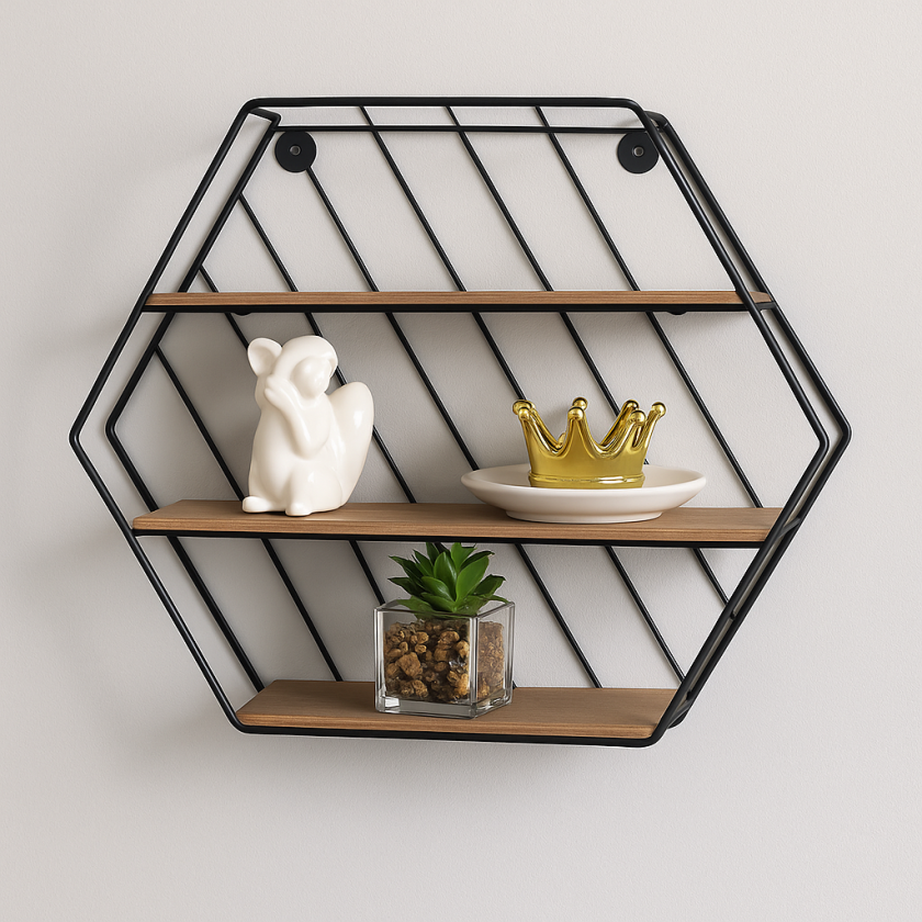 Декоративна етажерка с три рафта, 35 x 9 x 30,5 см.