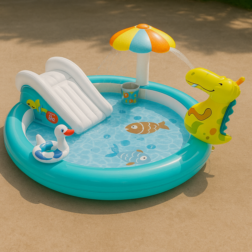Детски плувен басейн с крокодил и пързалка 2.01 x 1.70 x 0.84 м.