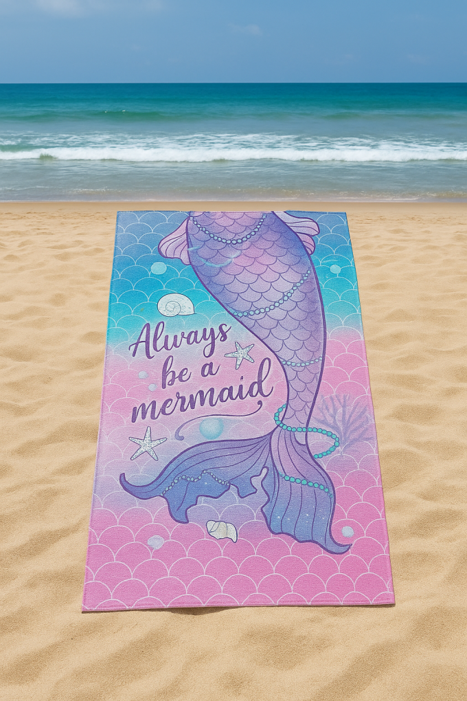 Детска плажна кърпа русалка 70 х 140 см.