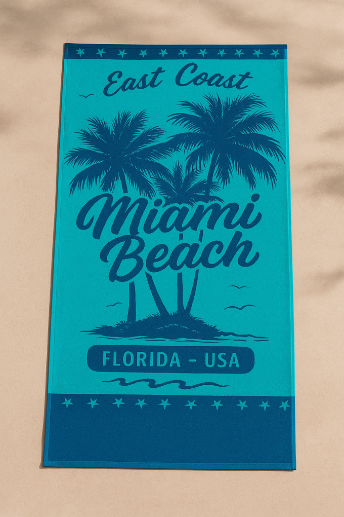 Плажна кърпа тип " залез на Маями " 75 х 150 см