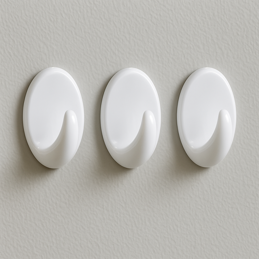 Пластмасови самозалепващи се закачалки тип кука, 3 броя