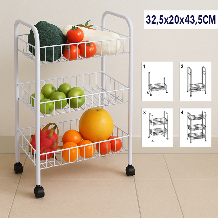 Кухненски стелаж - метален - с колелца