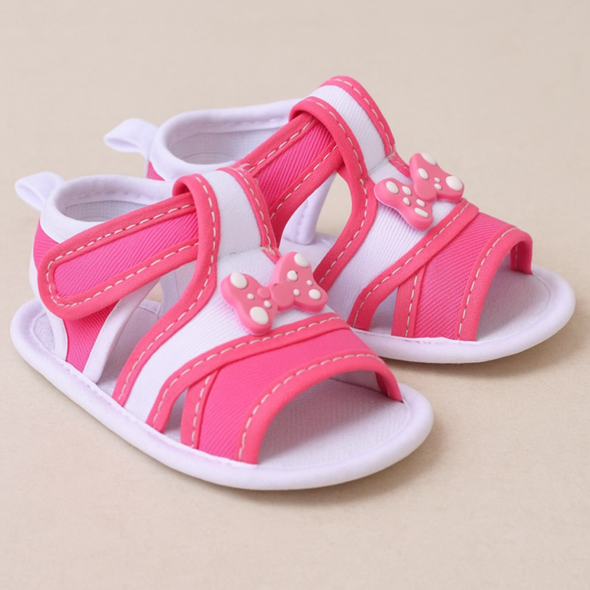 Бебешки сандали - бяло и цикламено