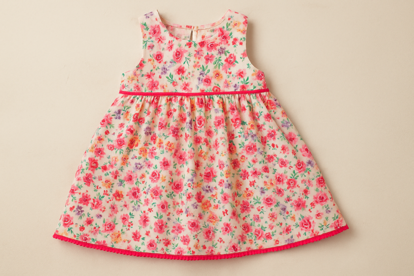 Бебешка рокличка - розова - цветя