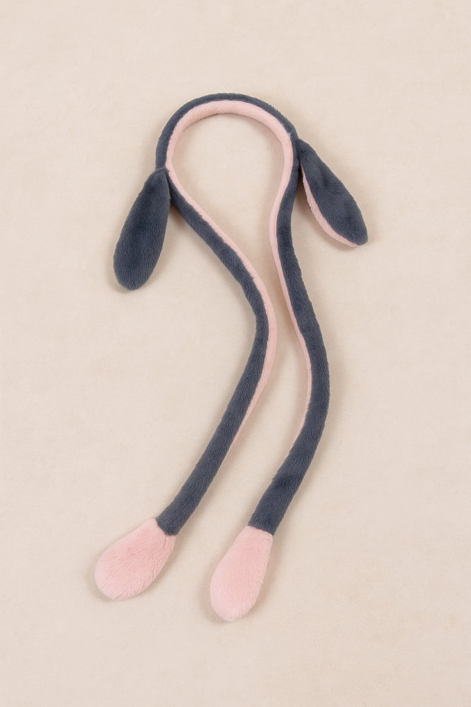 Парти диадема - сива - заешки уши + лапички