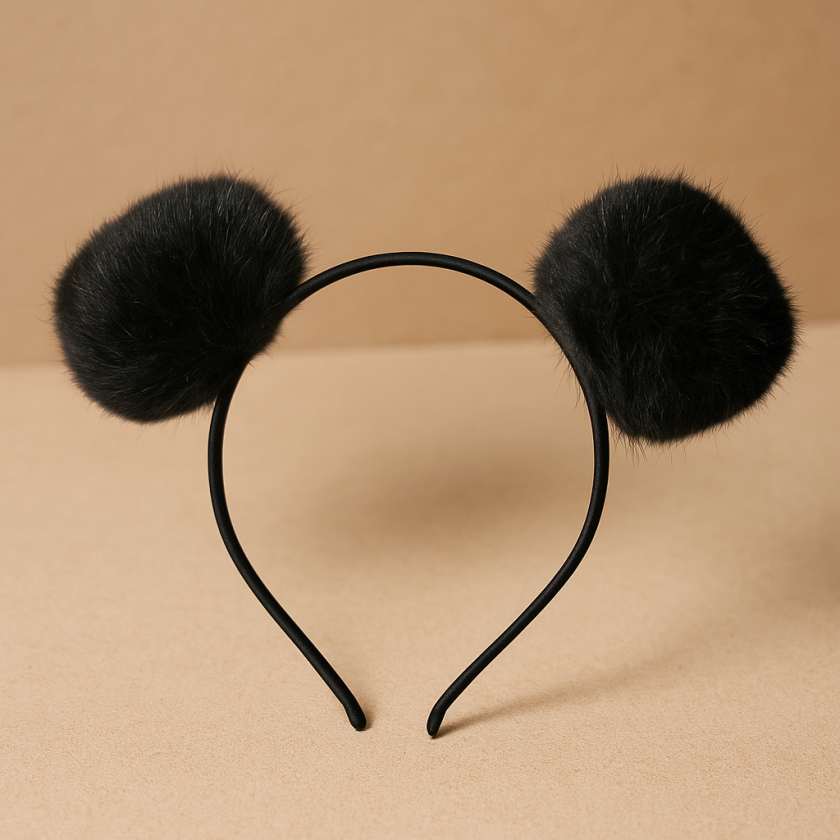 Карнавална диадема - помпони - черна