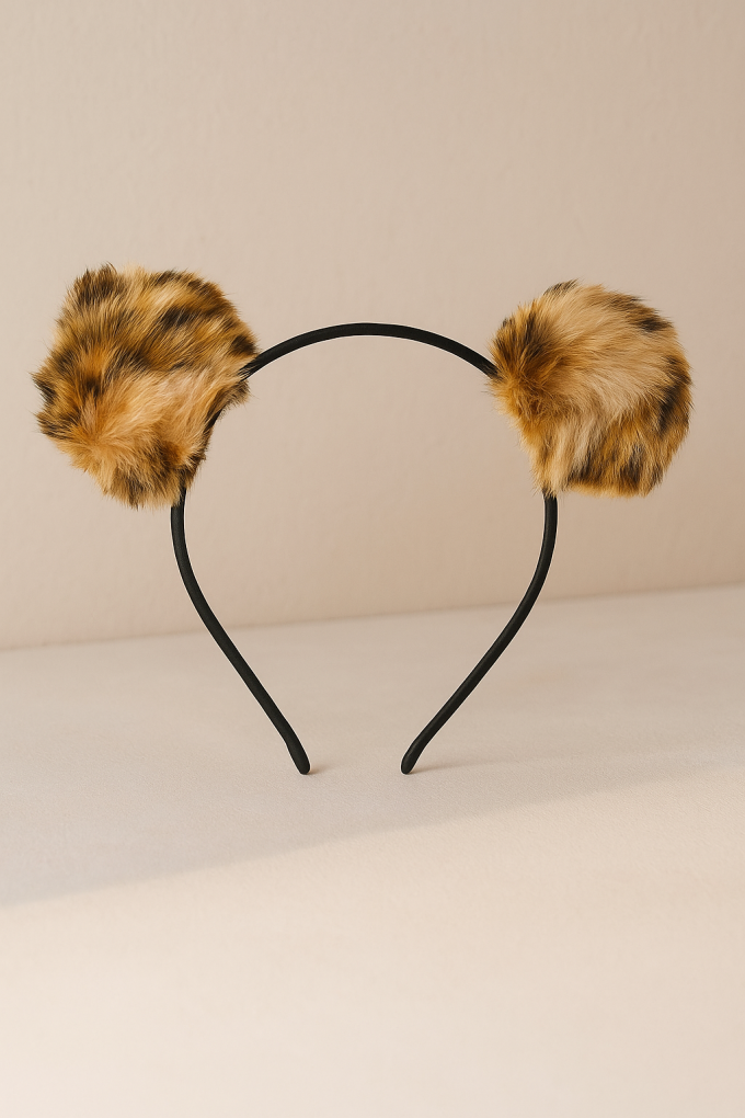 Карнавална диадема - помпони - леопард