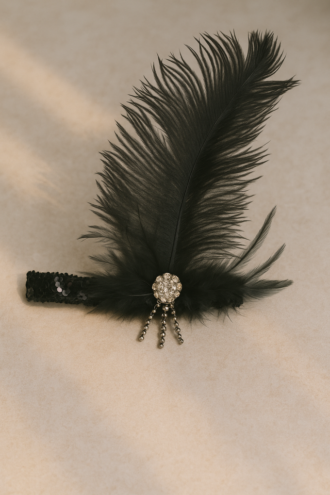 Карнавален аксесоар за глава - черно перо