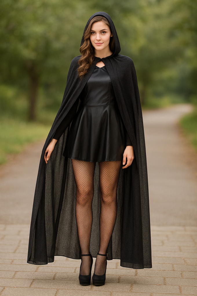 Карнавална пелерина - черна - прозрачна