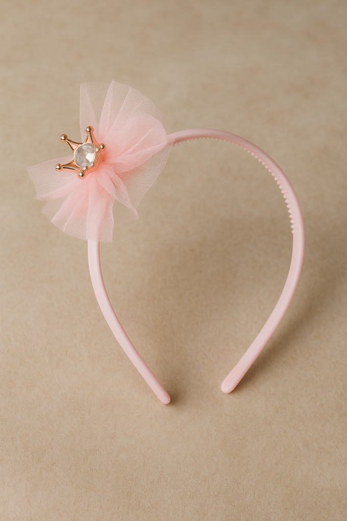 Карнавална диадема - розова - златиста звезда