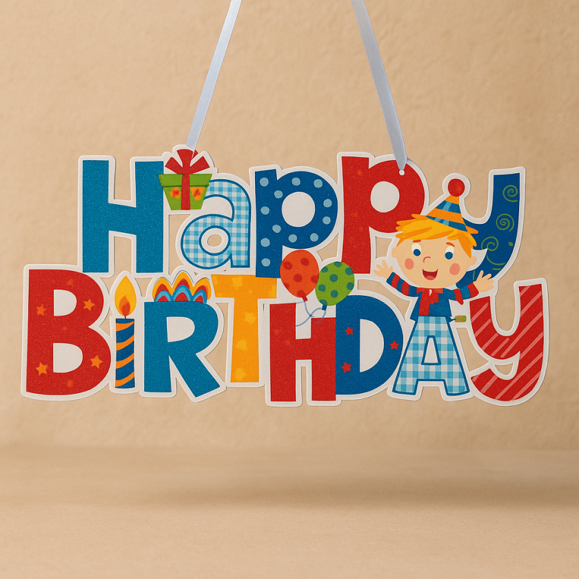 Парти табела - Happy Birthday - цветна - 39 х 18 см.