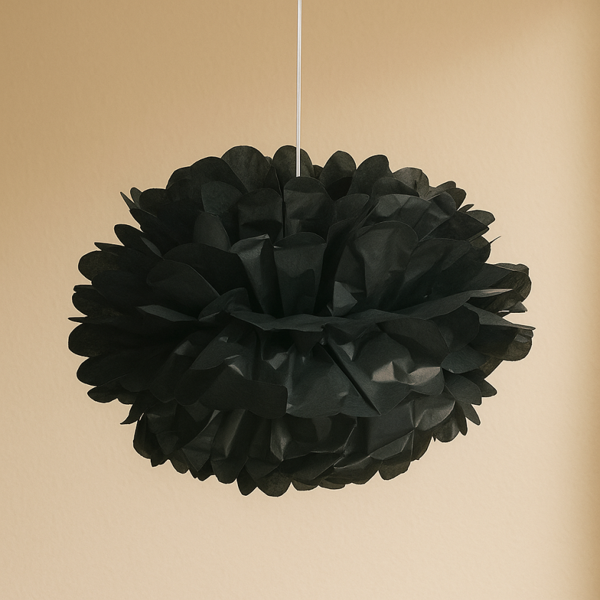 Парти декоративен помпон - черен - 40 см.