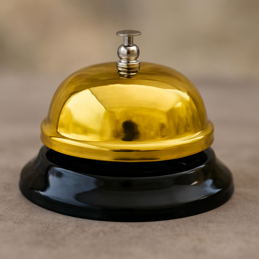 Парти звънец - настолен - златист