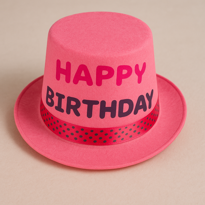 Парти шапка - цикламена - бомбе - Happy Birthday