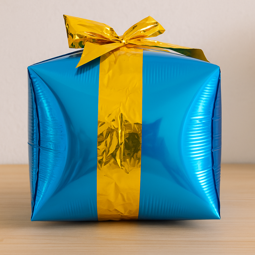 Парти балон - подарък - син - 50 см.