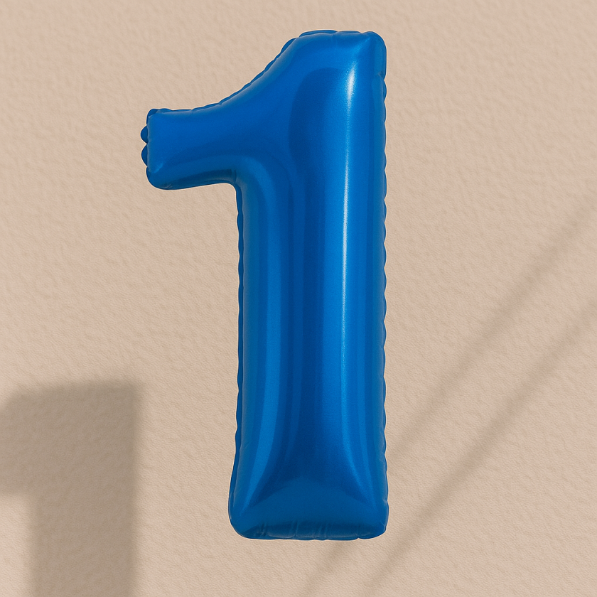 Парти балон - син - цифра 1 - 36 х 76 см.