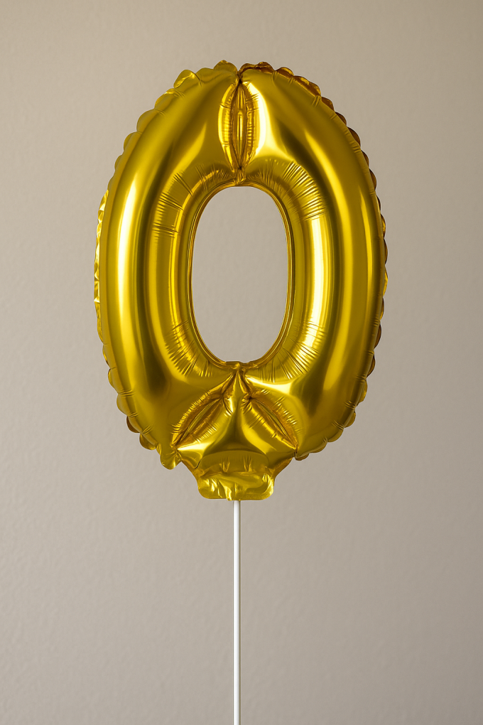Парти балон - златист - цифра 0 - 43 х 31 см.