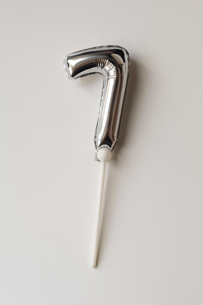 Парти балон - сребрист - цифра 7 - 15 см.