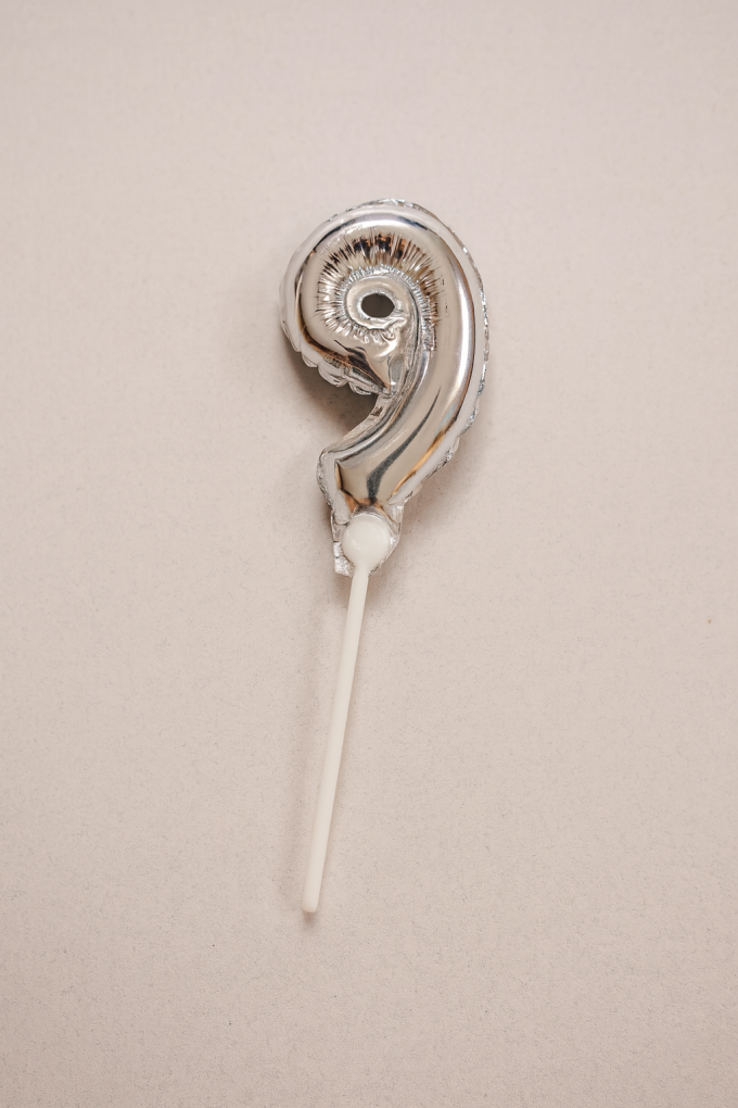 Парти балон - сребрист - цифра 9 - 15 см.