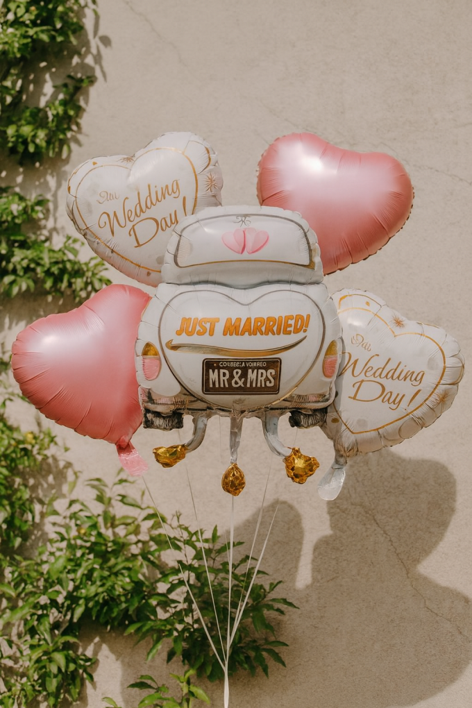 Парти балони - сърца и автомобил - 5 бр.