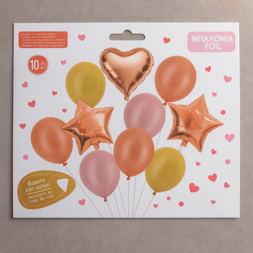 Парти балони - сърца, звезди, кръгли - 10 бр.