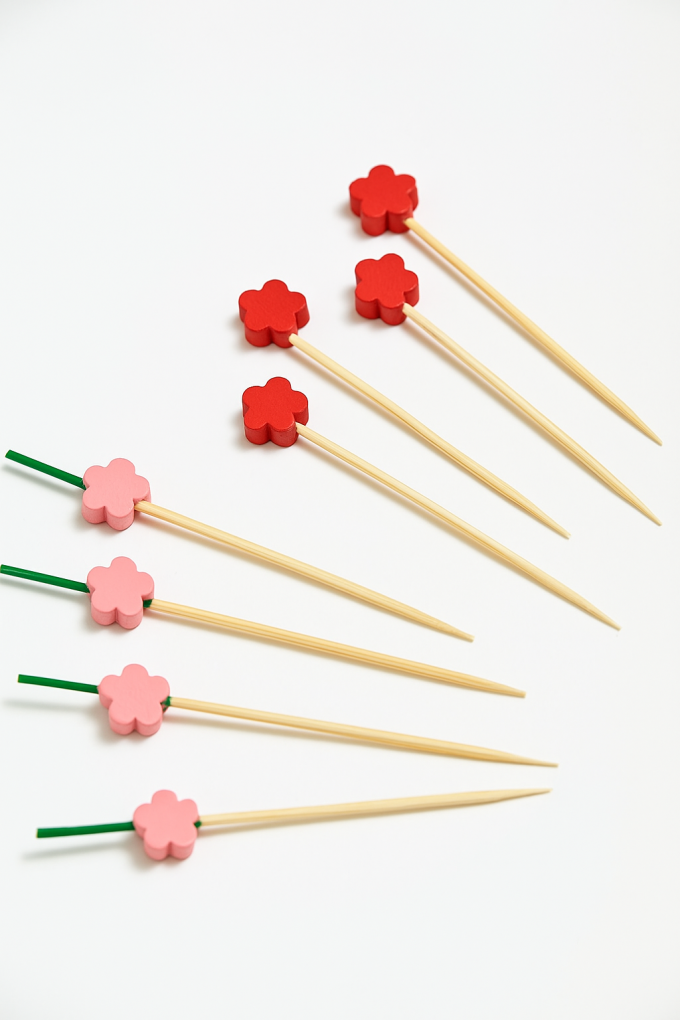 Парти клечки - цветя - бамбук - 24 бр.