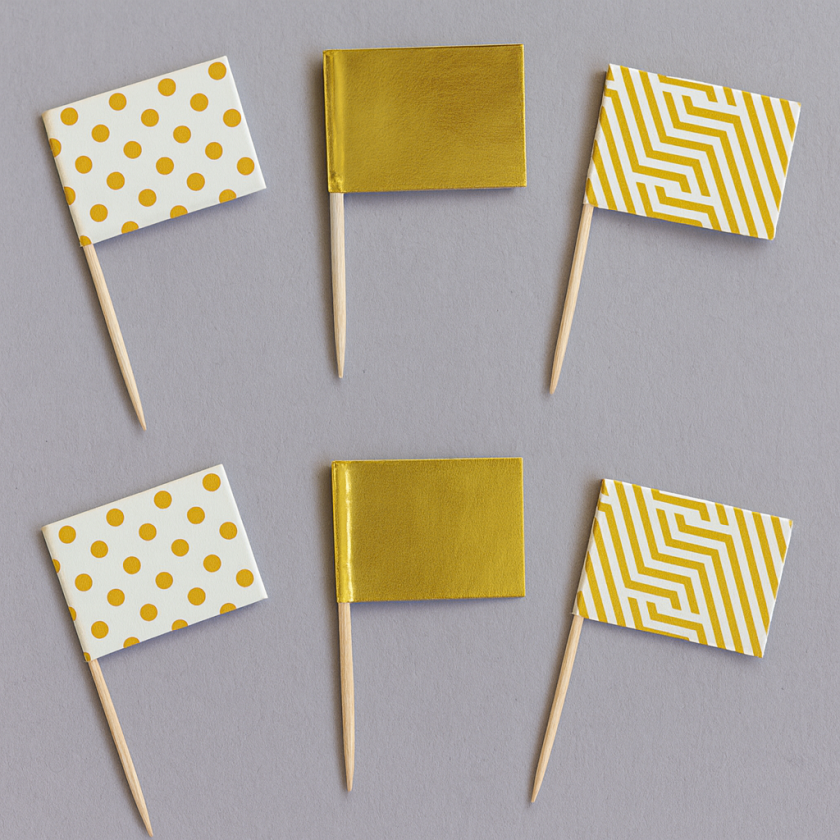 Парти клечки - флагчета - златисти - 18 бр.