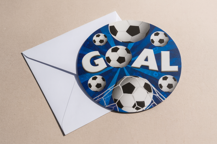 Покана за парти - футбол - с плик - 6 бр.