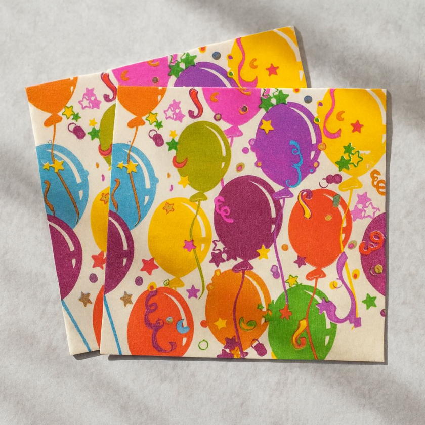 Парти салфетки - балони - 33 х 33 см. - 20 бр.