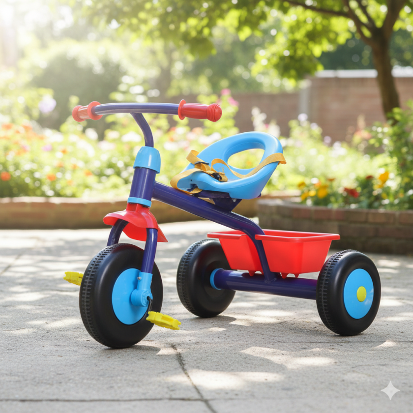 Детски велосипед - триколка - син - с кошница