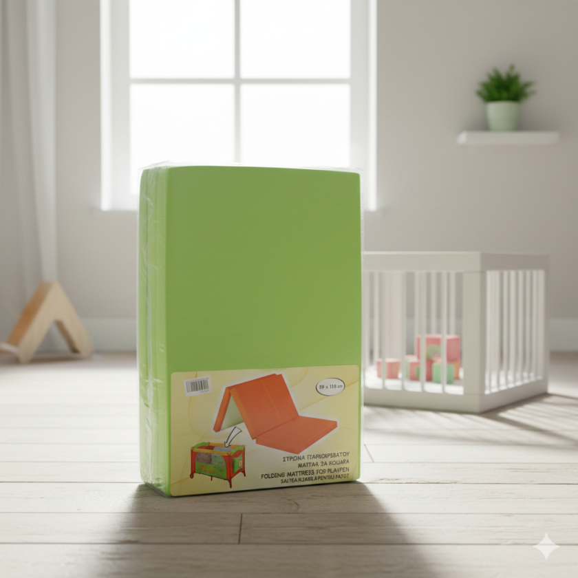 Матрак за бебешка кошара - зелен - 118 х 59 см.