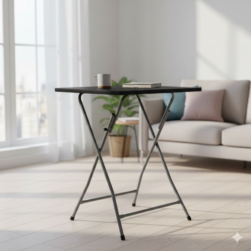 Сгъваема маса - метална - дървен плот