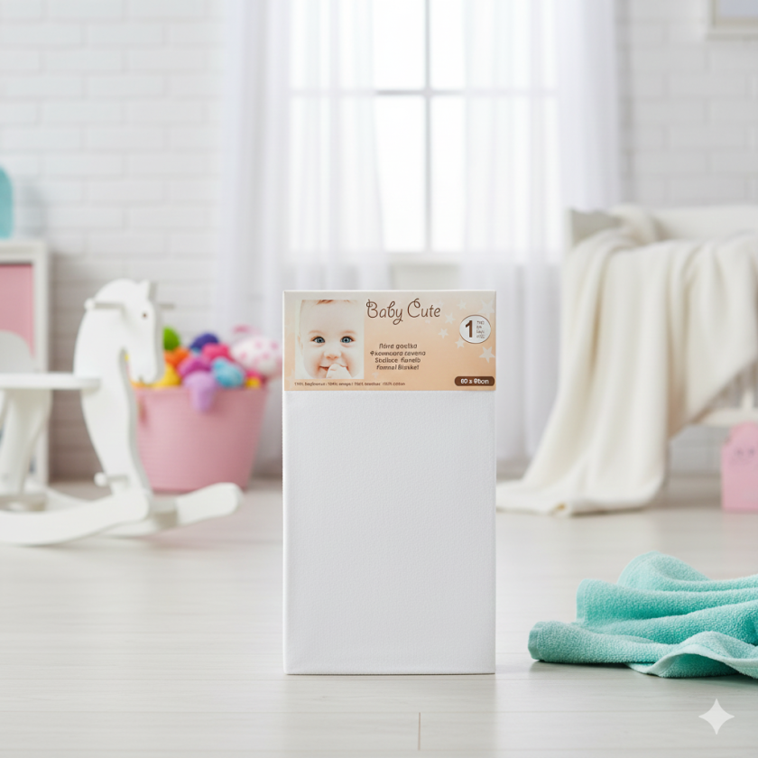 Фланелена пелена за бебета - бяла - 80 х 90 см.