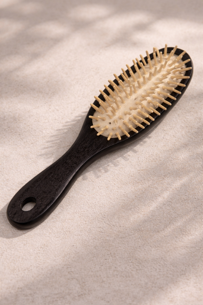 Четка за коса - кафява - дървена - 22 см.