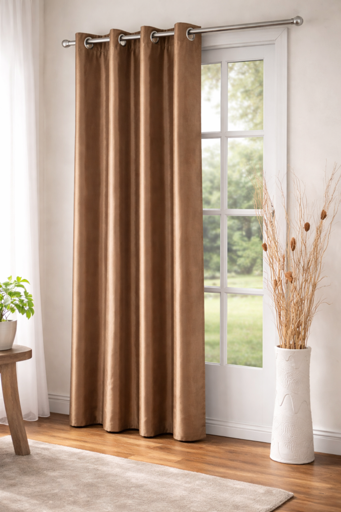 Завеса - копринена - кафява - 140 х 250 см.