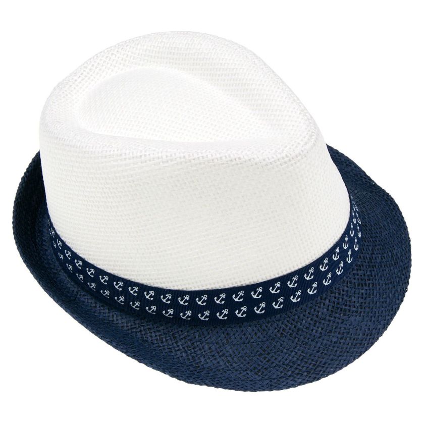 Детска шапка - бомбе - бяла - котви