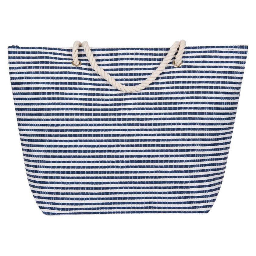 Плажна чанта - синьо-бяло райе