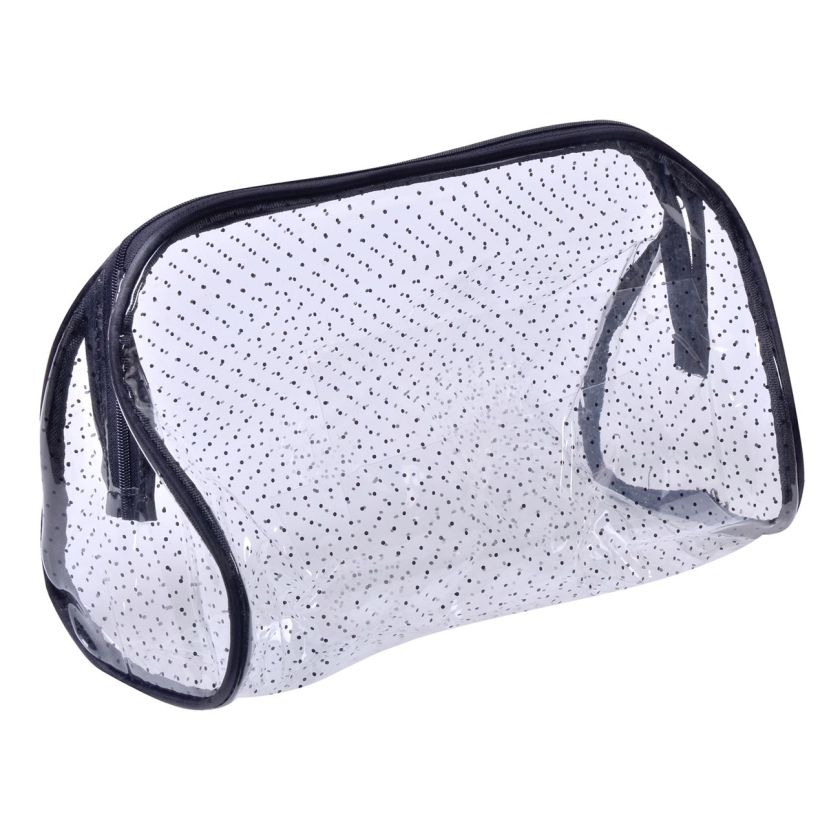 Плажен несесер - прозрачен - черен - точки