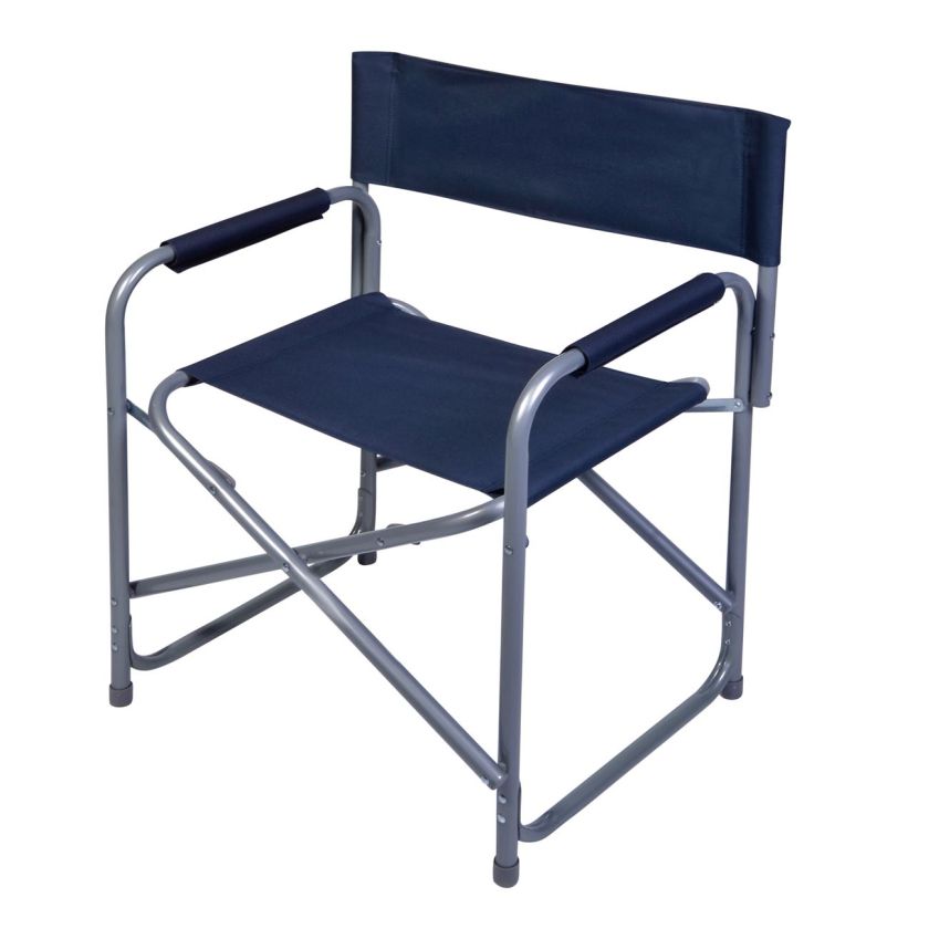 Сгъваем стол - метален - тъмно син