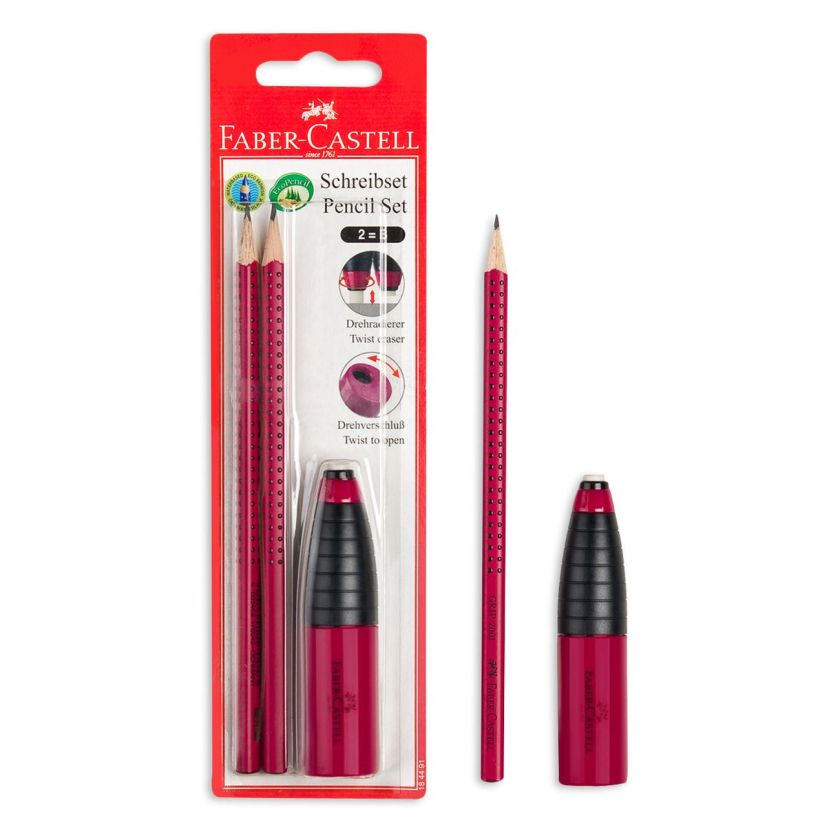 Моливи 2Β - 2 бр. + острилка и гума - FABER-CASTELL