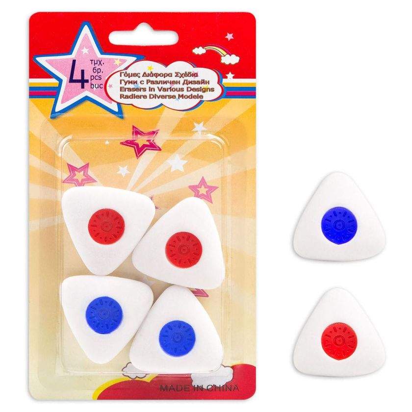 Гума за молив - триъгълна - 4 бр.