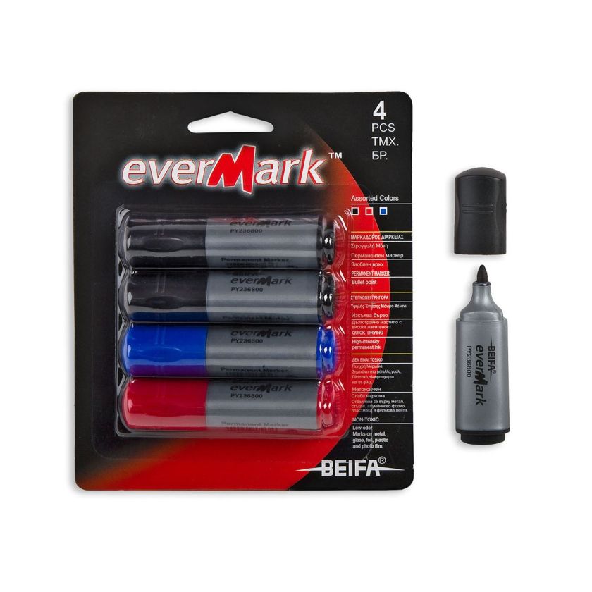 Маркери - перманентни - 3 цвята - 4 бр.