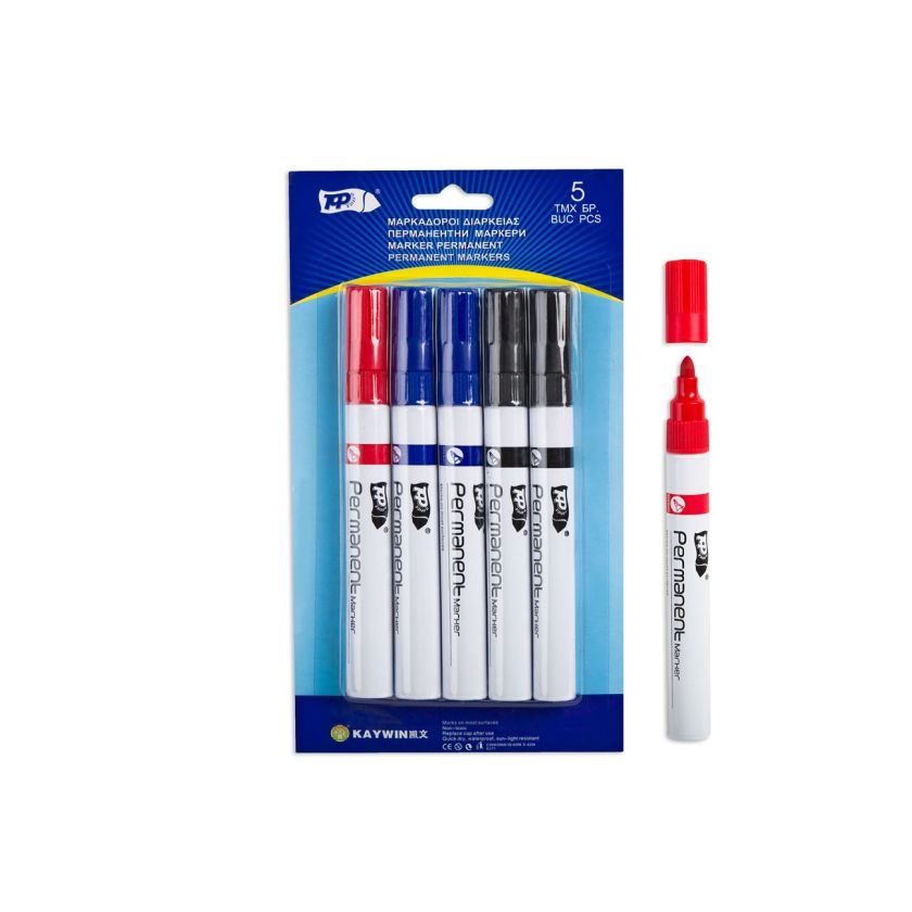 Маркери - перманентни - 3 цвята - 5 бр.