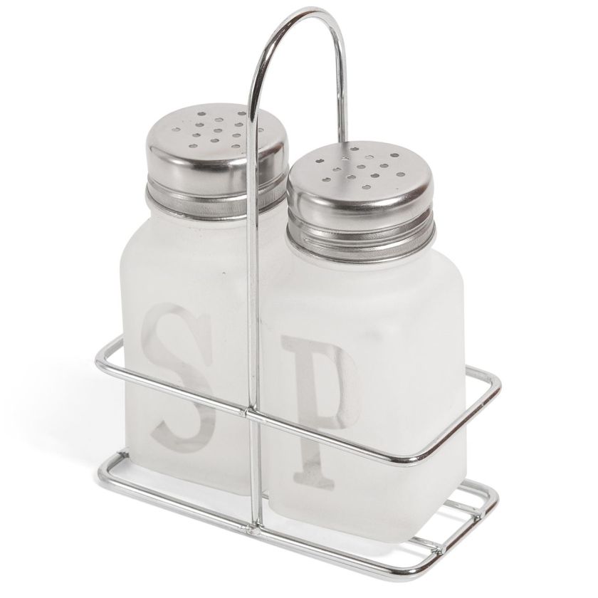 Солница и пиперница - стъклени - матирани