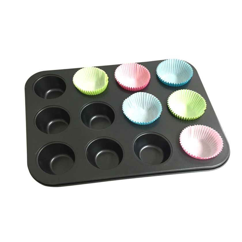 Метална форма за мъфини - 12 гнезда + хартиени форми