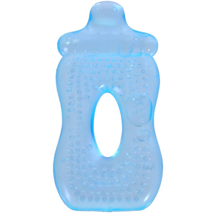 Силиконова гризалка - биберон - синя - с вода