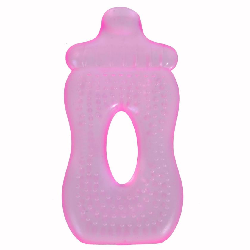 Силиконова гризалка - биберон - розова - с вода