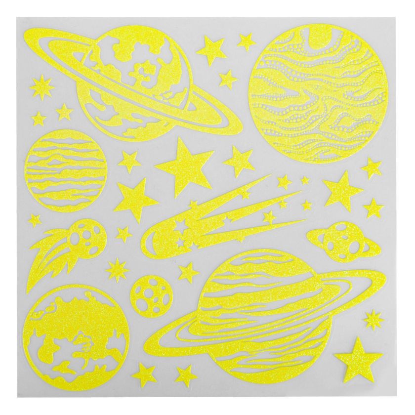 Фосфоресциращи 3D стикери за стена - звезди и планети