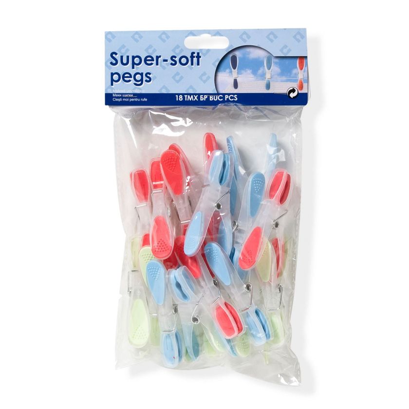 Щипки за пране - меки - 18 бр.